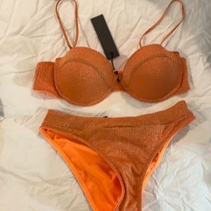 New With Tags Orange Sparkle Bikini